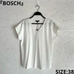 新品未使用タグ付き　日本製【BOSCH】半袖Vネックブラウス　白　38