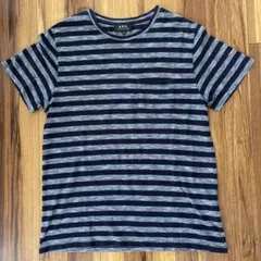 美品！A.P.C. ボーダーポケットTシャツ Sサイズ/ネイビー×グレー