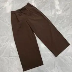 INDIVI ワイドパンツ ウエストリボン付き ブラウン 40サイズ シンプル