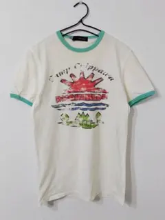 DSQUARED2 クローバーロゴ リンガーTシャツ ダメージ加工Y2Kグランジ 