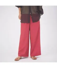 【美品】qualiteカリテ★ナチュラルツイルイージーパンツ★濃ピンク★34のサムネイル