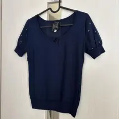 Cynthia Rowley ネイビー 半袖ニット 2のサムネイル