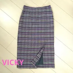 【VICKY】チェック柄 ペンシルスカート　小さいサイズ