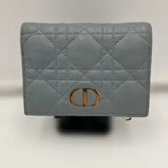 ディオール　折り財布　ミニウォレット　クラウドブルー　カロ