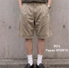 Papas SPORTS 2タックチノワイドショートパンツ 90’s 美品のサムネイル