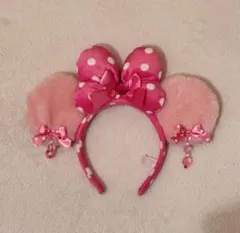 ミニーちゃんカチューシャピンクイヤリング付き