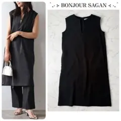 【 BONJOUR SAGAN 】 Vネック ノースリーブ タイトワンピース