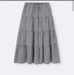 G Uティアードマキシスカート ギンガムチェック