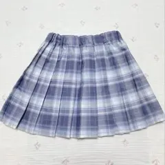 しまむら　ブルー系チェック柄プリーツスカート