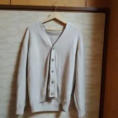 無印良品 アイボリー ボタン付きカーディガン XL