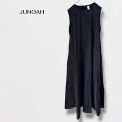 ジュノア フレアワンピース ロング丈 ノースリーブ バックリボン 綿