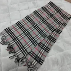 BURBERRY カシミヤ チェックマフラー 約29cm x 130cm