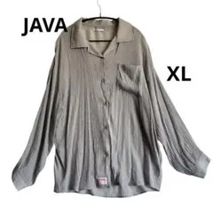 JAVA ジャバ 長袖開襟シアーシャツ XL 楊柳 グレーのサムネイル