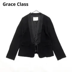 美品　グレースクラス　バックリボン　ノーカラージャケット　フォーマル　ブラック