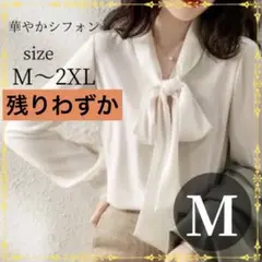 シフォン ブラウス　ボウタイ　卒業　入学　フォーマル 上品 スーツ　白シャツ