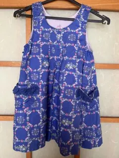 KP ニットプランナー　ワンピース110㌢ リバーシブル 花柄 ブルー