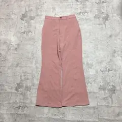 GU カットソーカラーフレアスラックス ストレッチ M ピンク カラーパンツ