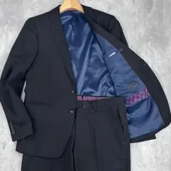 【美品】青山RITORNO スーツ YA7大きいスリム型ネイビーストライプ柄 AOYAMA 【洋服の青山】スーツ メンズ スリム 春夏用 ネイビー 紺