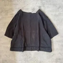 tsumugu ツムグ　リネン　ブラウス　チャコールグレー