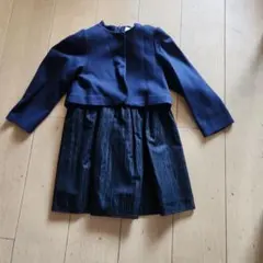 美品入学式ネイビー ウエストリボン付きワンピース、ジャケット　サイズ115