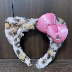 USJ ユニバ　キティ　カチューシャ　ヒョウ柄　ピンクリボン