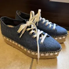 miu miu デニム ウィングチップ ローファー 38 - メルカリ