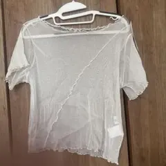シアー メッシュ 半袖 Tシャツ ホワイト