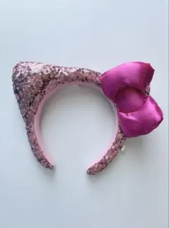 キティ ピンク スパンコール リボン カチューシャ