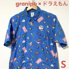 希少 graniph グラニフ ドラえもん ひみつ道具 総柄シャツ Sのサムネイル