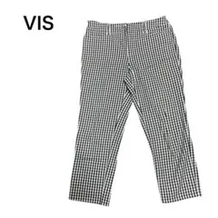 상태좋음 VIS ギンガムチェック クロップドパンツ 黒×白 Sサイズ