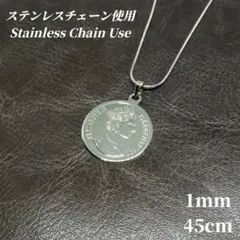 ステンレスチェーン使用　コインネックレス スネークチェーン　シルバー　a0016
