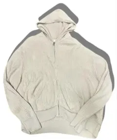 ZARA ニットパーカー フルジップ ベージュ メンズ フーディ ジップアップのサムネイル