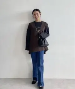 値下green label relaxing ベストディープ Vネックニット