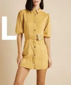 【Bershka】 エコスウェードシャツワンピース　Lサイズ