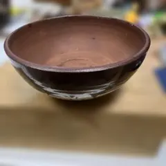陶器 鉢 抹茶碗 茶道具 刷毛目 飴釉　小鹿田焼？　小石原焼？