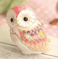 Piearth ピィアースジュエリーボックス 小物入れ ふくろう ピンクフクロウ