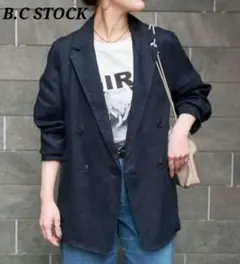 ベーセーストック 25SS リネンダブルテーラードジャケット ネイビー F