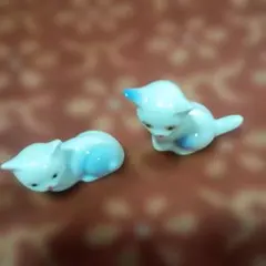 有田焼　猫のミニチュア置物 2体セット