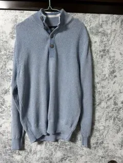 ライトブルー L ボタン付きハイネックセーター タイムセール12h