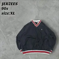 ジャージーズ 90s Vネックプルオーバーナイロンジャケット XL ブラック