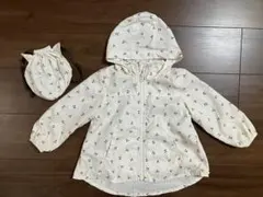 petit mainはっ水 収納袋つきウィンドブレーカー100cm アイボリー