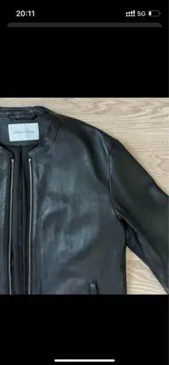 アダムエロペ レザージャケット ノーカラー ライダース　M シープスキンのサムネイル