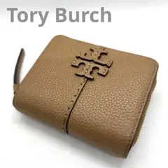 美品✨トリーバーチ 二つ折り財布 マックグロー ステッチ キャメル レザー
