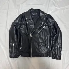 【美品】ZARA フェイクレザー ライダースジャケット ブラック L 42