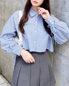 INGNI 青白ストライプ 長袖シャツ M