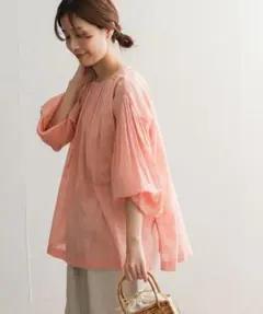 極美品✨　ピンク❤️　アーバンリサーチドアーズ　シャドウチェックボイルブラウス