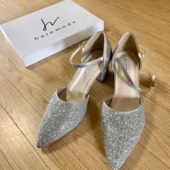 hare mode シルバー グリッター アンクルストラップパンプス