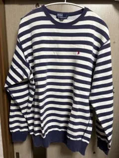 ストライプ クルーネック スウェット