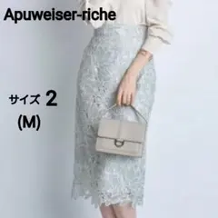 アプワイザーリッシェ 配色大花レースタイトスカート ミント M