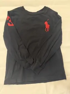 黒の長袖カットソー ポロロゴ刺繍